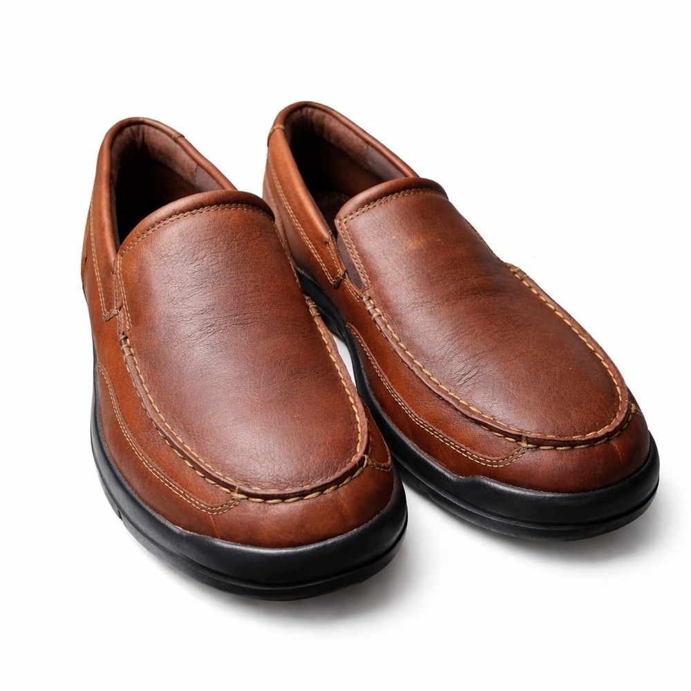 NWOT ROCKPORT Junction Point Slip-On Loafers Sz 11.5 Brown Stretch Panel Cushion